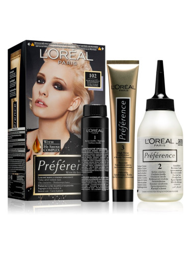 L’Oréal Paris Préférence боя за коса цвят 102 Extremely Light Iridescent Blond 1 бр.