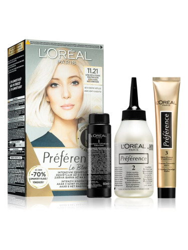 L’Oréal Paris Préférence Le Blonding боя за коса за изсветляване на косата цвят 11.21 Ultra-Light Cool Pearl Blonde 1 бр.