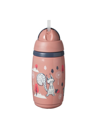 Tommee Tippee Superstar Insulated Straw чаша със сламка за деца 12m+ Pink 266 мл.