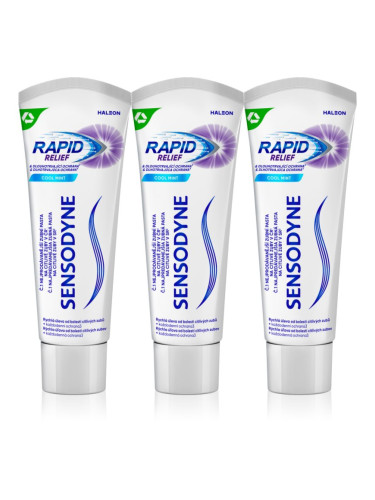 Sensodyne Rapid Cool Mint паста за зъби с флуорид за чувствителни зъби 3x75 мл.