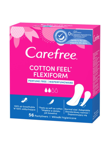 Carefree Cotton Flexiform дамски превръзки без парфюм 56 бр.