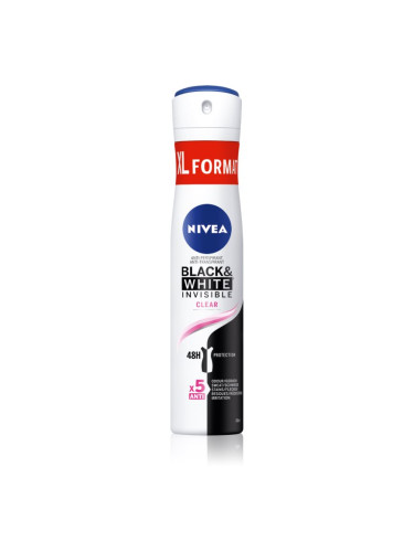 NIVEA Black & White Invisible Clear антиперспирант-спрей за жени 200 мл.