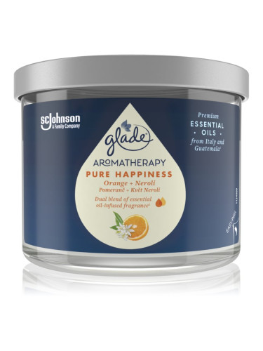 GLADE Aromatherapy Pure Happiness ароматна свещ Orange + Neroli 260 гр.