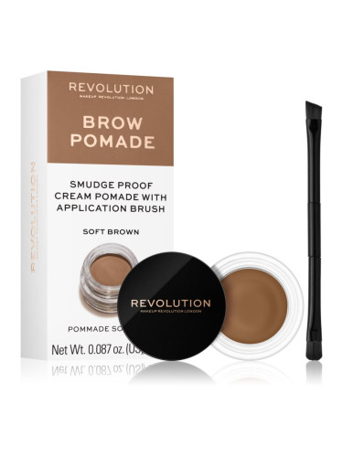 Makeup Revolution Brow Pomade помада за вежди цвят Soft Brown 2.5 гр.