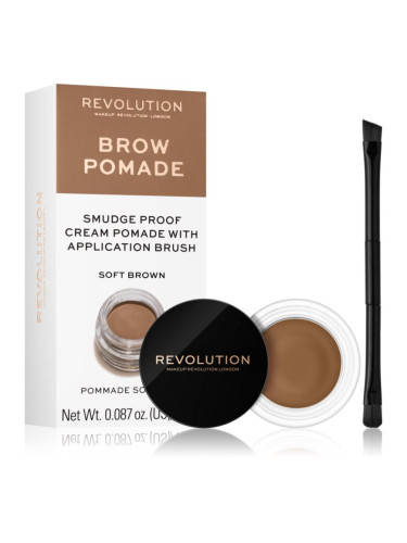 Revolution Brow Pomade помада за вежди цвят Soft Brown 2.5 гр.
