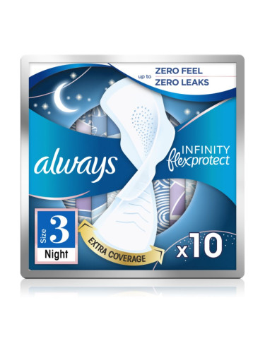 Always Infinity Night Size 3 санитарни кърпи за нощ 10 бр.