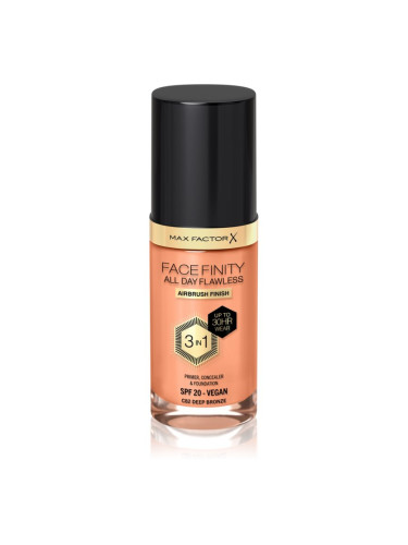 Max Factor Facefinity All Day Flawless дълготраен фон дьо тен SPF 20 цвят C82 Deep Bronze 30 мл.