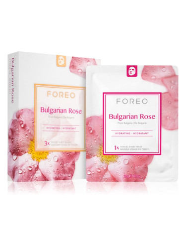 FOREO Farm to Face Sheet Mask Bulgarian Rose хидратираща платнена маска 3x20 мл.