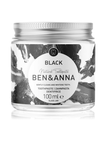 BEN&ANNA Natural Toothpaste Black паста за зъби в стъклен дозатор с активен въглен 100 мл.