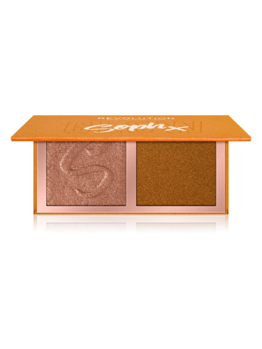 Makeup Revolution Soph X Face Duo палитра хайлайтъри цвят Honey Glaze 9 гр.