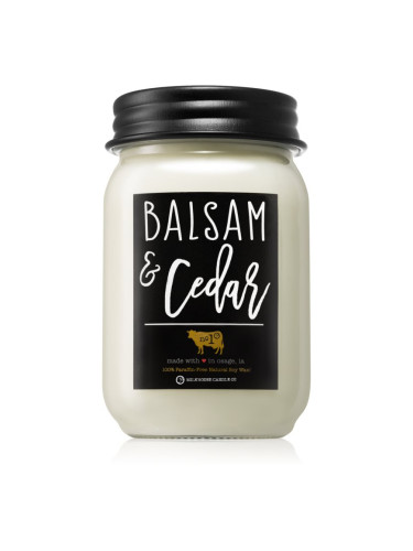 Milkhouse Candle Co. Farmhouse Balsam & Cedar ароматна свещ Mason Jar 368 гр.