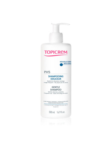 Topicrem PH5 Gentle Shampoo деликатен шампоан за ежедневна употреба за чувствителна кожа на скалпа 500 мл.