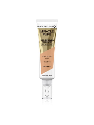 Max Factor Miracle Pure Skin дълготраен фон дьо тен SPF 30 цвят 50 Natural Rose 30 мл.