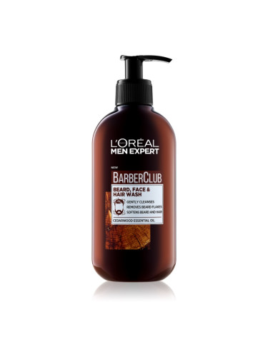 L’Oréal Paris Men Expert Barber Club почистващ гел за брада, лице и коса 200 мл.