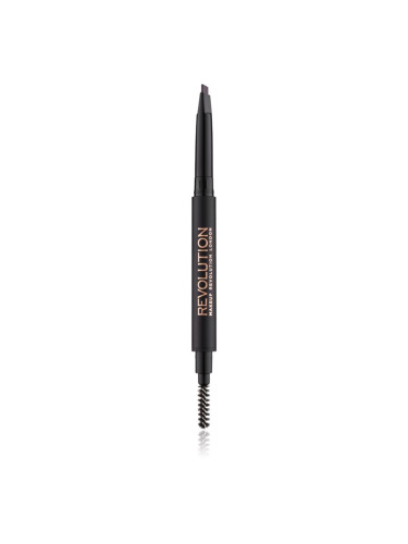 Makeup Revolution Duo Brow Definer прецизен молив за вежди цвят Dark Brown 0.15 гр.