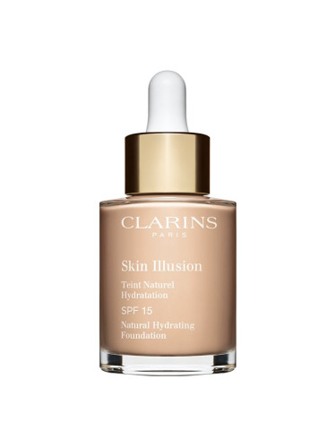 Clarins Skin Illusion Natural Hydrating Foundation озаряващ хидратиращ фон дьо тен SPF 15 цвят 102.5C Porcelain 30 мл.