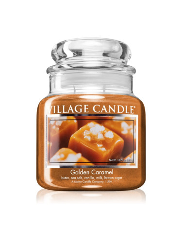 Village Candle Golden Caramel ароматна свещ (Glass Lid) 389 гр.