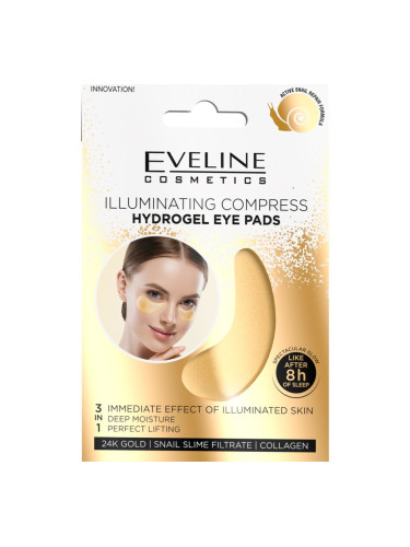 Eveline Cosmetics Gold Illuminating Compress хидрогелова маска за зоната около очите с екстракт от охлюв 2 бр.