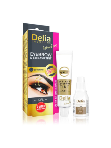 Delia Cosmetics Eyebrow Expert боя за вежди и мигли с апликатор цвят 1.1. Graphite 2 x 15 мл.