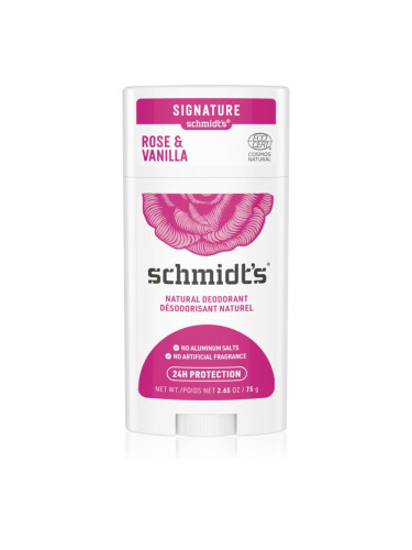 Schmidt's Rose + Vanilla дезодорант-стик без съдържание на алуминиеви соли 75 гр.
