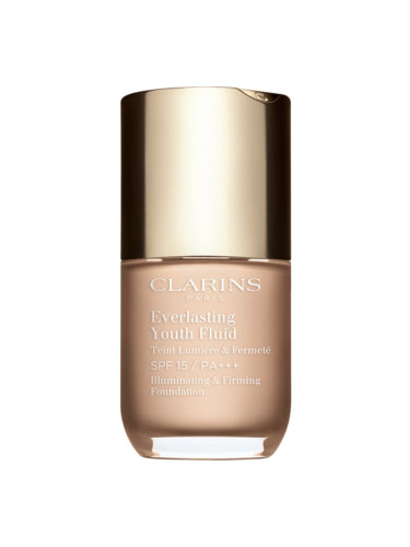 Clarins Everlasting Youth Fluid озаряващ фон дьо тен SPF 15 цвят 100 Lily 30 мл.