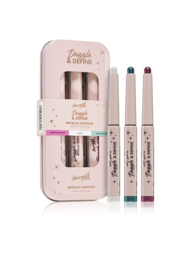 Barry M Dazzle & Define Metallic Crayon металически молив за очи изгодна опаковка 3 x 1,4 g 3x1,4 гр.