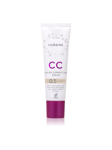 Lumene CC Color Correcting Cream CC крем за уеднаквяване тена на лицето SPF 20 цвят 0.5 Light (Cool) 30 мл.