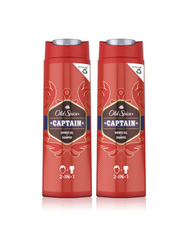 Old Spice Captain душ гел и шампоан 2 в 1 2x400 мл.