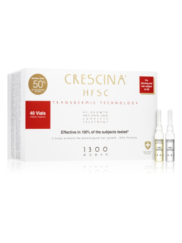 Crescina Transdermic 1300 Re-Growth and Anti-Hair Loss грижа за растеж на косата против косопад за жени 40x3,5 мл.