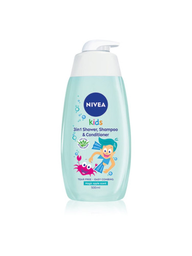 NIVEA Kids Magic Apple нежен душ гел и шампоан за деца 3 в 1 500 мл.