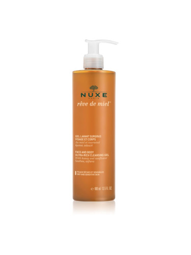 Nuxe Rêve de Miel Face and Body Ultra-Rich Cleansing Gel почистващ гел за суха и чувствителна кожа 400 мл.