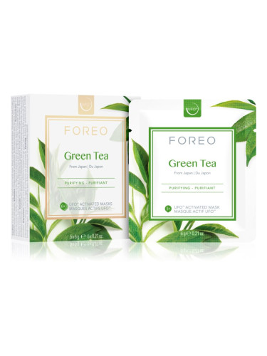 FOREO UFO™ Green Tea освежаваща и успокояваща маска 6 x 6 гр.