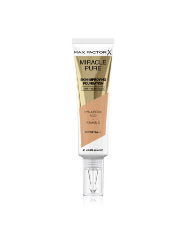 Max Factor Miracle Pure Skin дълготраен фон дьо тен SPF 30 цвят 45 Warm Almond 30 мл.