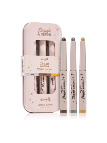 Barry M Dazzle & Define Metallic Crayon металически молив за очи 3 x 1,4 g (изгодна опаковка)