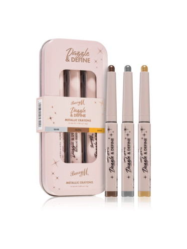 Barry M Dazzle & Define Metallic Crayon металически молив за очи изгодна опаковка 3 x 1,4 g