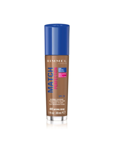 Rimmel Match Perfection течен фон дьо тен SPF 20 цвят 400 Natural Beige 30 мл.