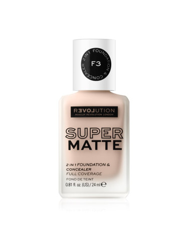 Revolution Relove Super Matte Foundation дълготраен матиращ фон дьо тен цвят F3 24 мл.