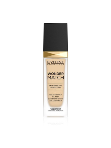Eveline Cosmetics Wonder Match дълготраен течен фон дьо тен с хиалуронова киселина цвят 01 Ivory 30 мл.