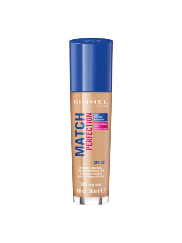 Rimmel Match Perfection течен фон дьо тен SPF 20 цвят 303 True Nude 30 мл.