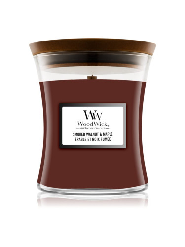 Woodwick Smoked Walnut & Maple ароматна свещ с дървен фитил 85 гр.