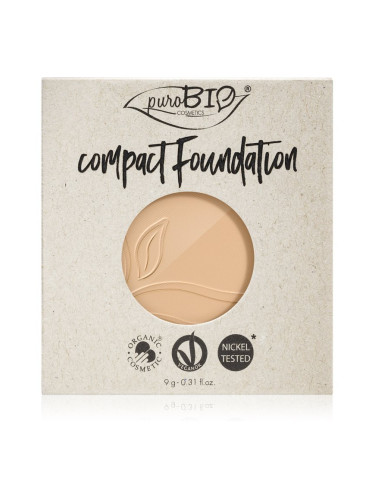 puroBIO Cosmetics Compact Foundation компактна пудра и фон дьо тен резервен пълнител SPF 10 цвят 01 9 гр.