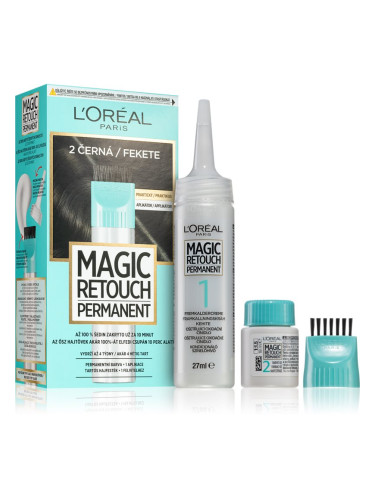 L’Oréal Paris Magic Retouch Permanent тонираща боя за израстнали корени с апликатор цвят 2 BLACK 1 бр.