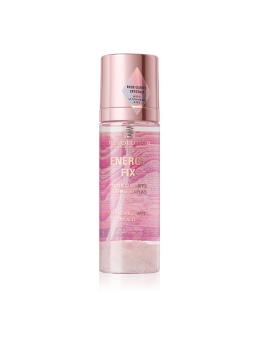 Makeup Revolution Crystal Aura Energy Fix спрей за фиксация с розова вода 85 мл.