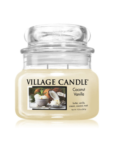 Village Candle Coconut Vanilla ароматна свещ (Glass Lid) 262 гр.