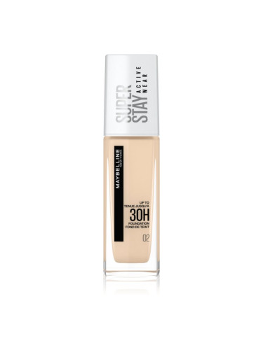 MAYBELLINE NEW YORK SuperStay Active Wear дълготраен фон дьо тен за пълно покритие цвят 02 Naked Ivory 30 мл.