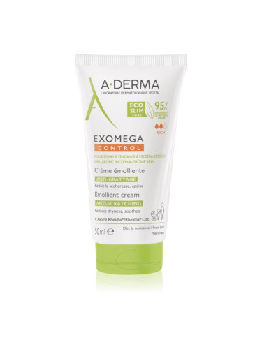 A-Derma Exomega Control Emollient Cream крем за тяло за много суха чуствителна и атопична кожа 50 мл.
