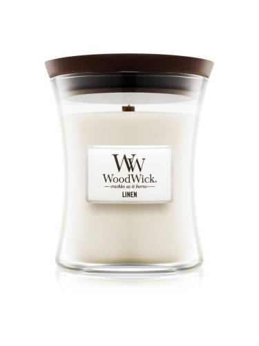 Woodwick Linen ароматна свещ с дървен фитил 275 гр.