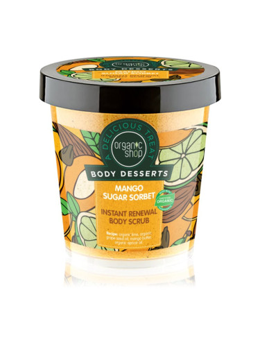 Organic Shop Body Desserts Mango Sugar Sorbet обновяващ захарен пилинг за тяло 450 мл.
