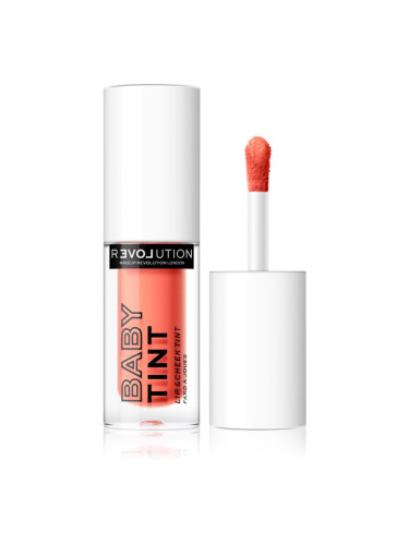 Revolution Relove Baby Tint течен руж и блясък за устни цвят Coral 1.4 мл.