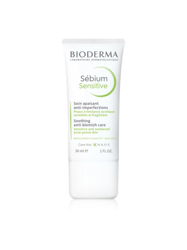 Bioderma Sébium Sensitive интензивен хидратиращ и успокояващ крем за кожа, която е суха и раздразнена от медикаментозно лечение на акне 30 мл.